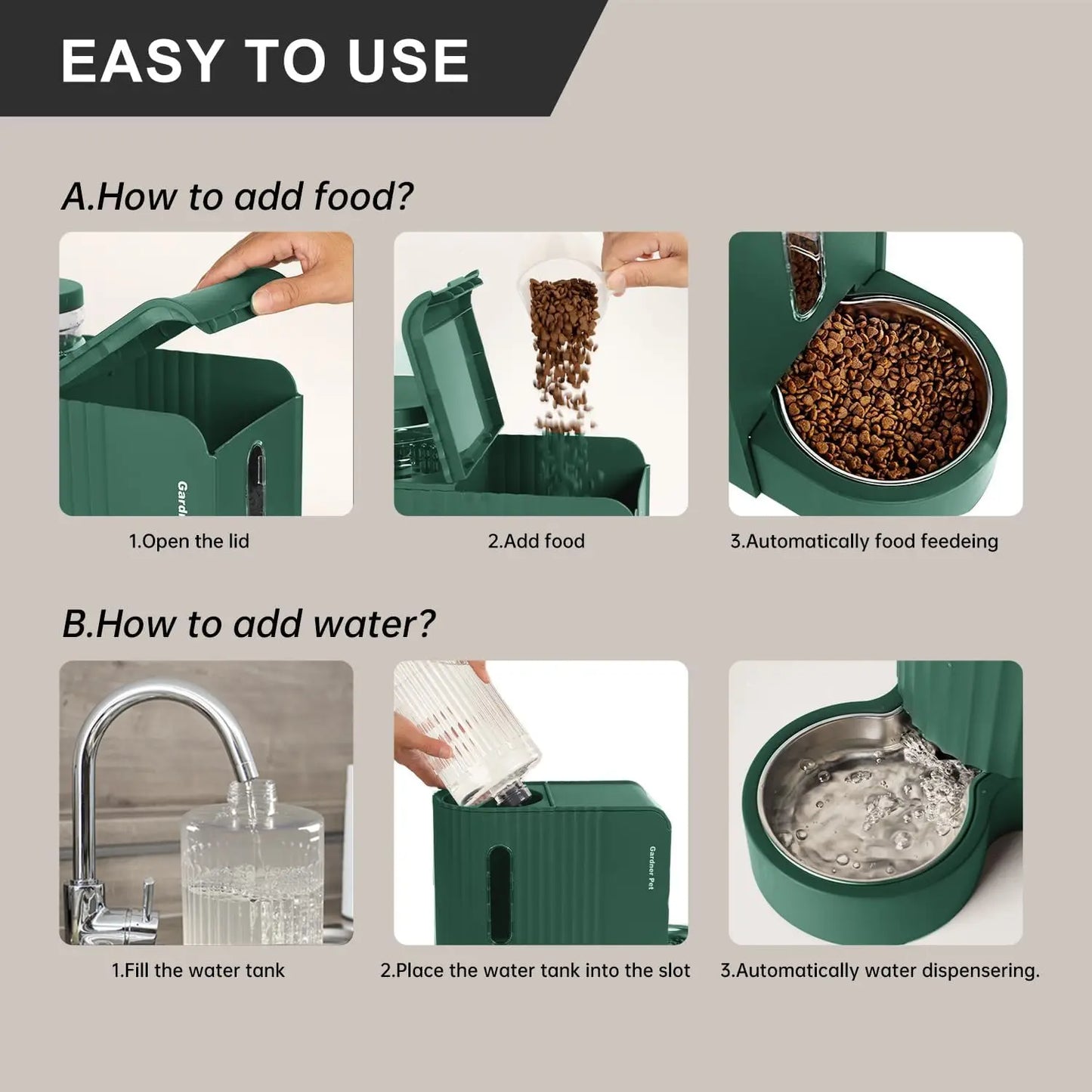Automatic Gravity Pet Feeder and Water Dispenser