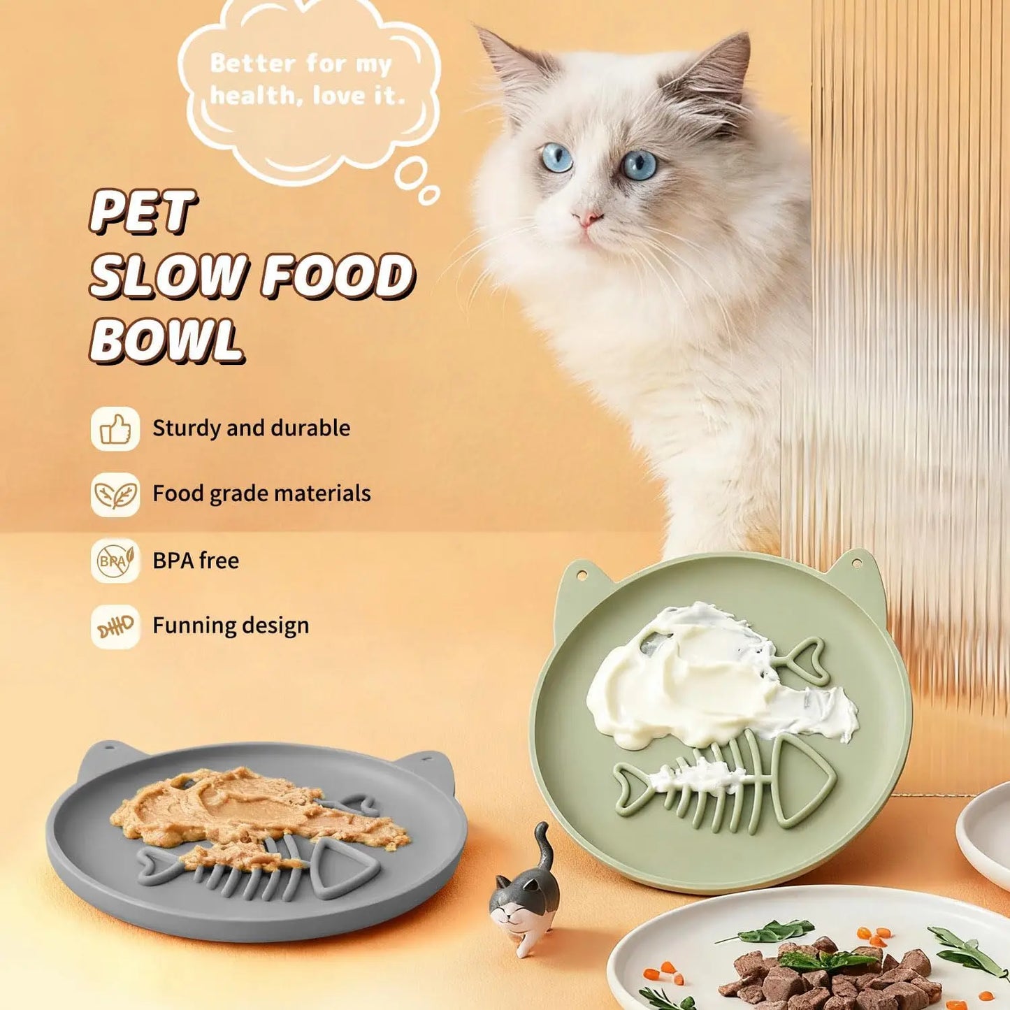 Slow Feeder Cat Bowl, Easy Clean