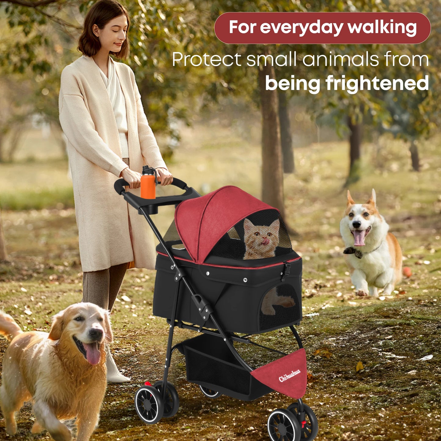 Pet Stroller For Small Medium Cats & Dogs