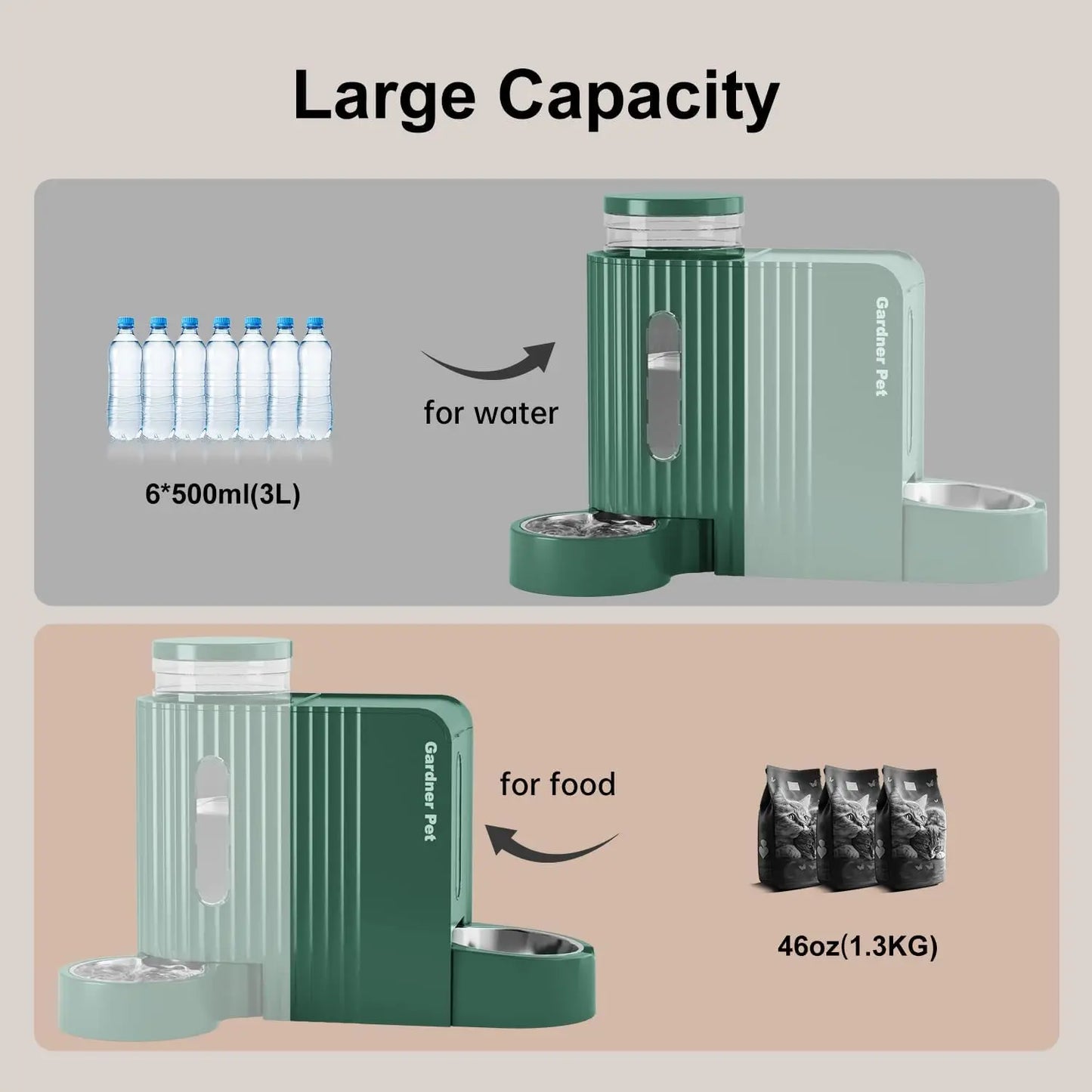 Automatic Gravity Pet Feeder and Water Dispenser