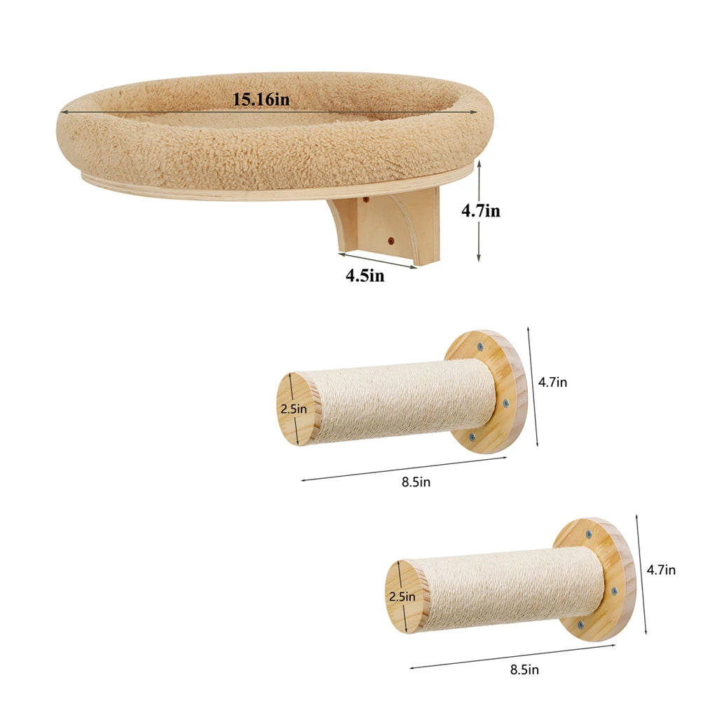 Cat Wall Mounted  Climbing Ladder, Hammock