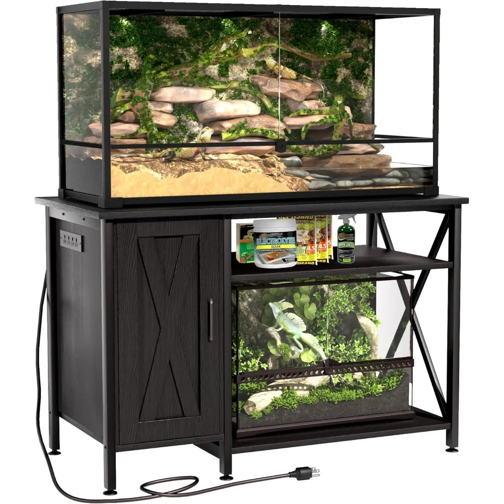 Reptile Terrarium Tank Stand with Power Outlet