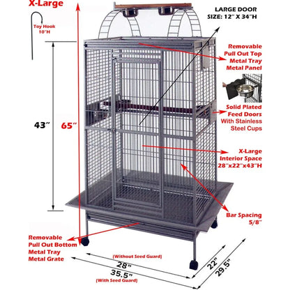 Large Elegant Wrought Iron Parrot, bird Cage