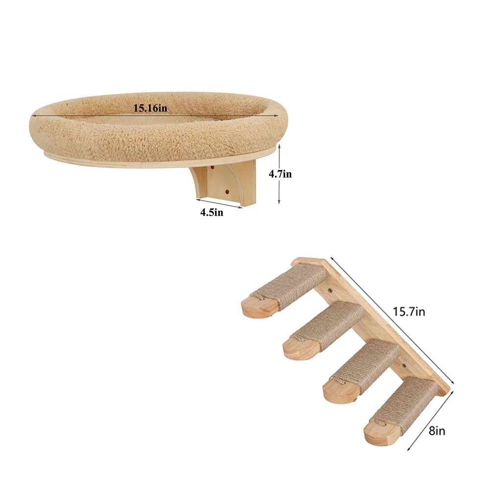 Cat Wall Mounted  Climbing Ladder, Hammock
