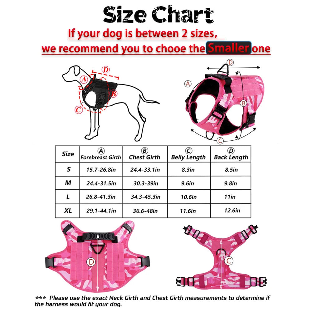 Military Pink Camouflage Dog Harness,large Medium
