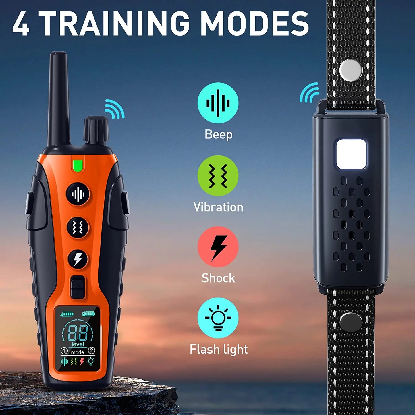Dog Training Collar - (Beep, Vibration, Shock)Remote