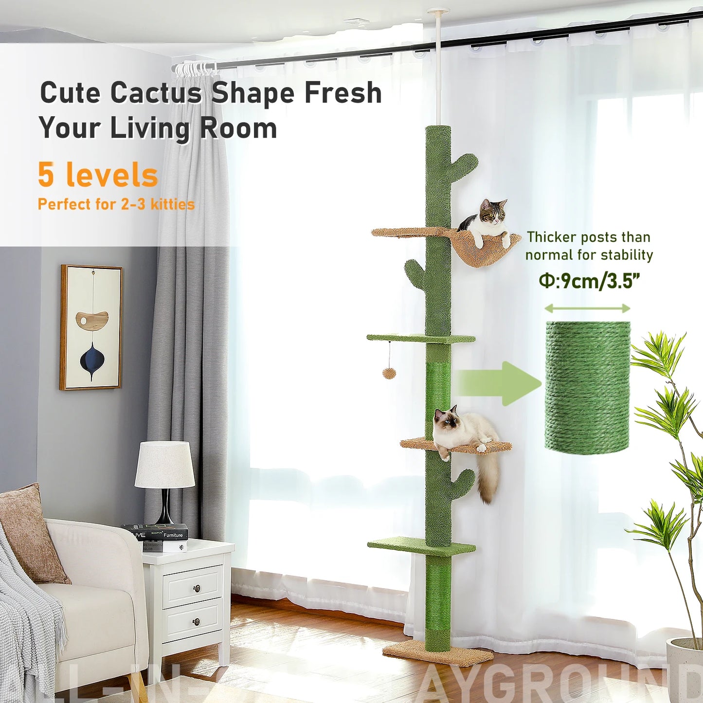 Cat Tree Floor to Ceiling Cat Tower Cactus