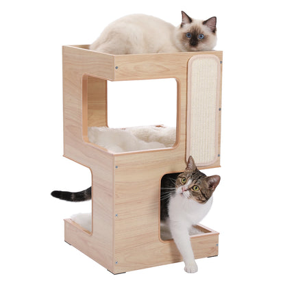 Wood Cat Condo House Bed, toys
