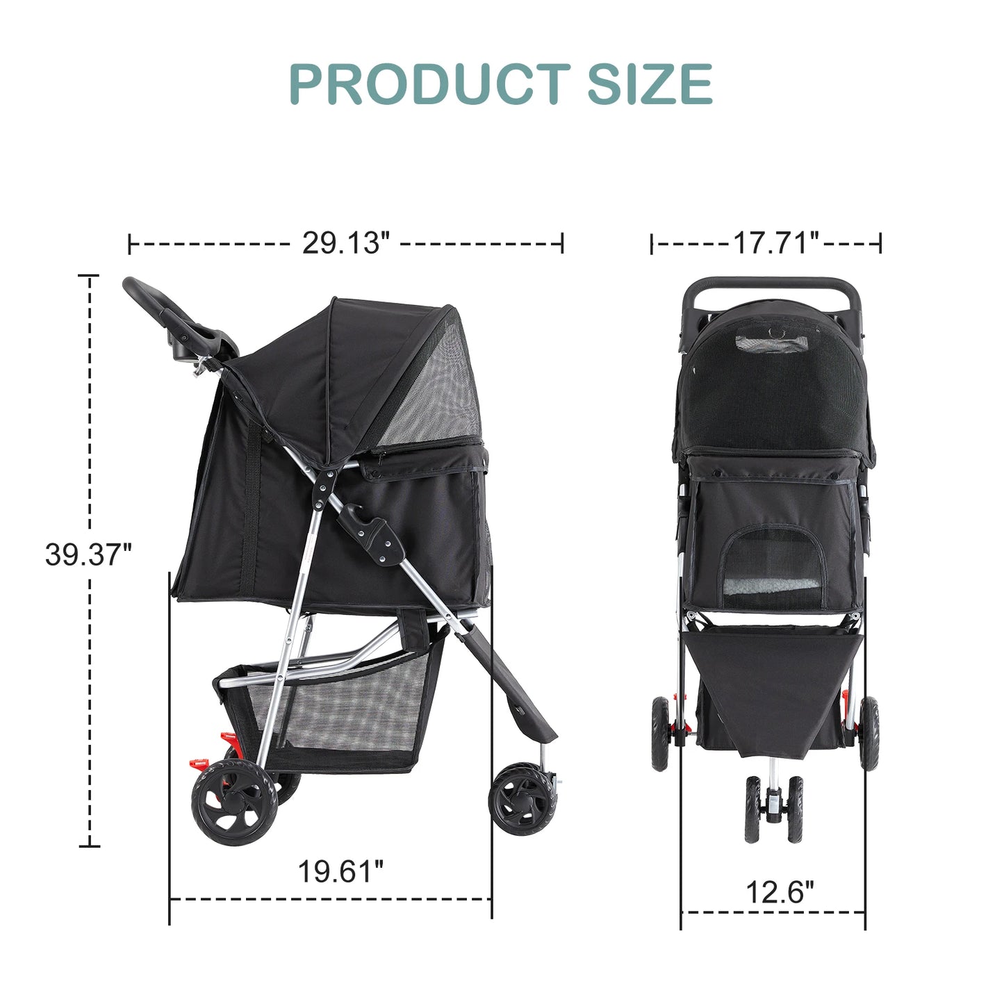 3 Wheels Foldable Pet Stroller