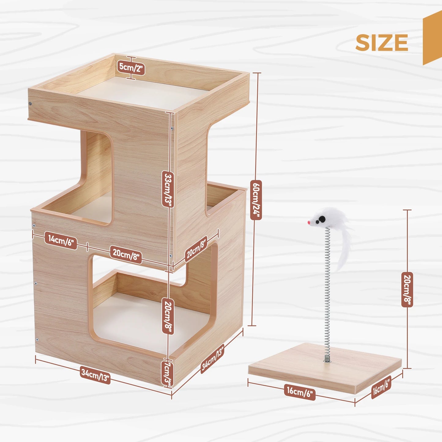 Wood Cat Condo House Bed, toys