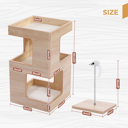 Wood Cat Condo House Bed, toys