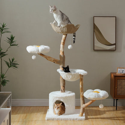 Tower with Sisal Scratching Post Wicker Basket Bed