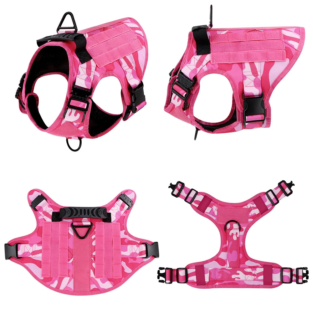 Military Pink Camouflage Dog Harness,large Medium