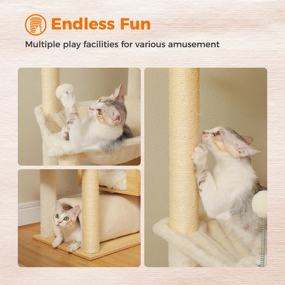Height Adjustable Wooden Cat Tree