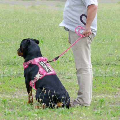 Heavy Duty Tactical Dog Harness for Large Dogs, Adjustable No-Pull Reflective Training Vest in Pink Camo