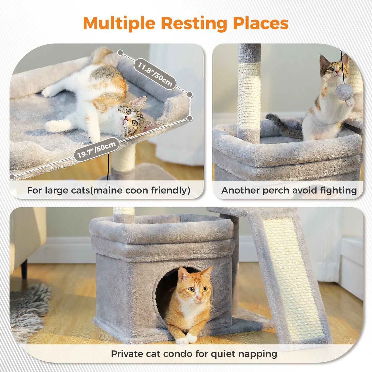 Indoor Cat Tower with Sisal Scratching Post