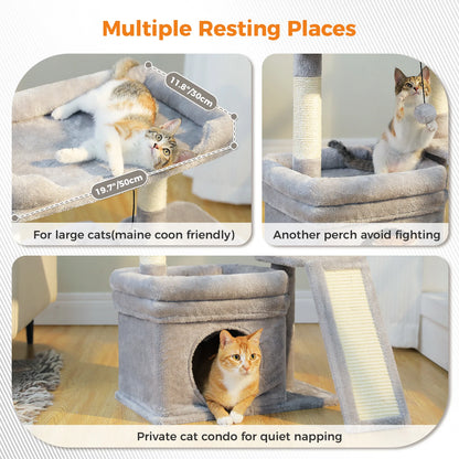 Indoor Cat Tower with Sisal Scratching Post