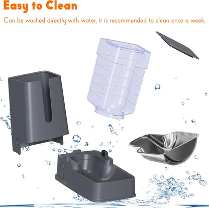Pet Feeder and Water Dispenser, Stainless Steel Bowls,
