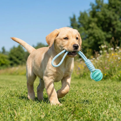 Cotton Rope & Rubber Dog Chew Ball