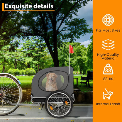 Steel Dog Bike Trailer with Universal Bicycle Coupler
