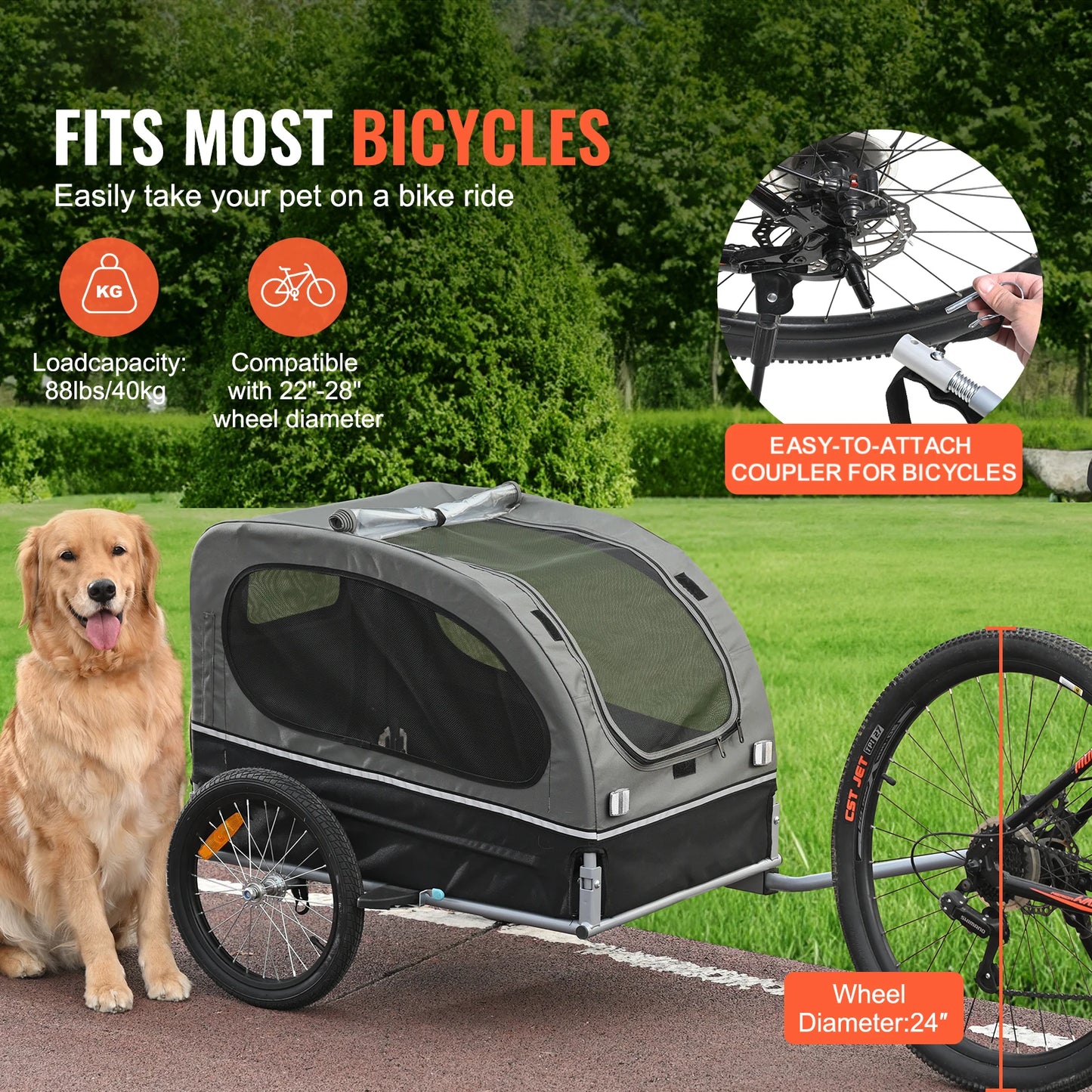 88 lbs Dog Bike Bicycle Trailer