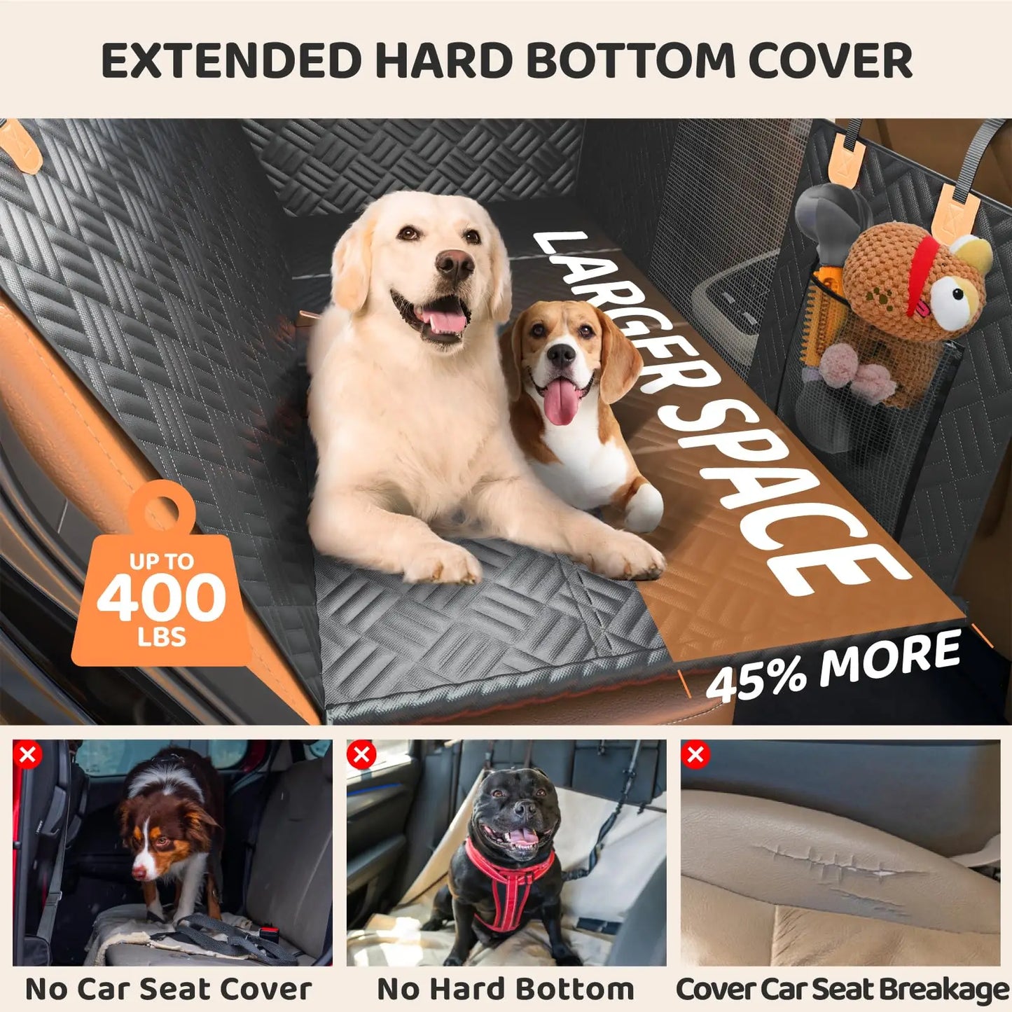 Car Rear Seat Dog Seat Cover, Extendable