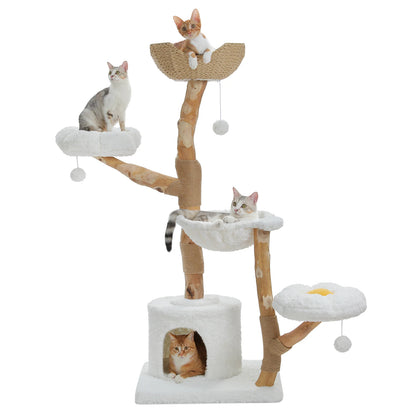 Tower with Sisal Scratching Post Wicker Basket Bed