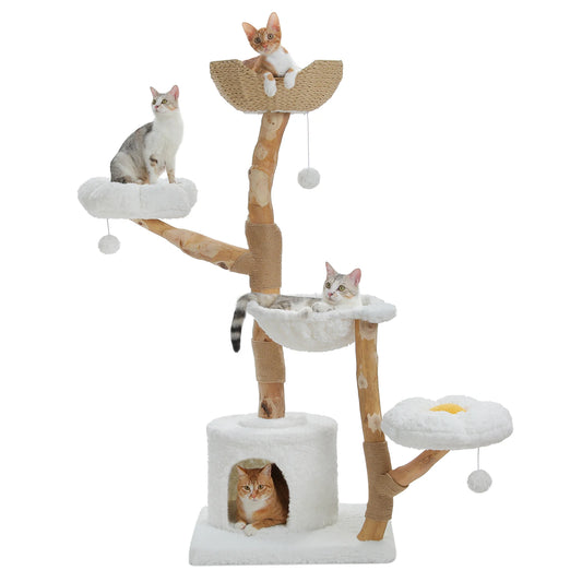 Tower with Sisal Scratching Post Wicker Basket Bed