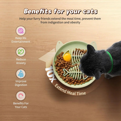 Slow Feeder Cat Bowl, Easy Clean
