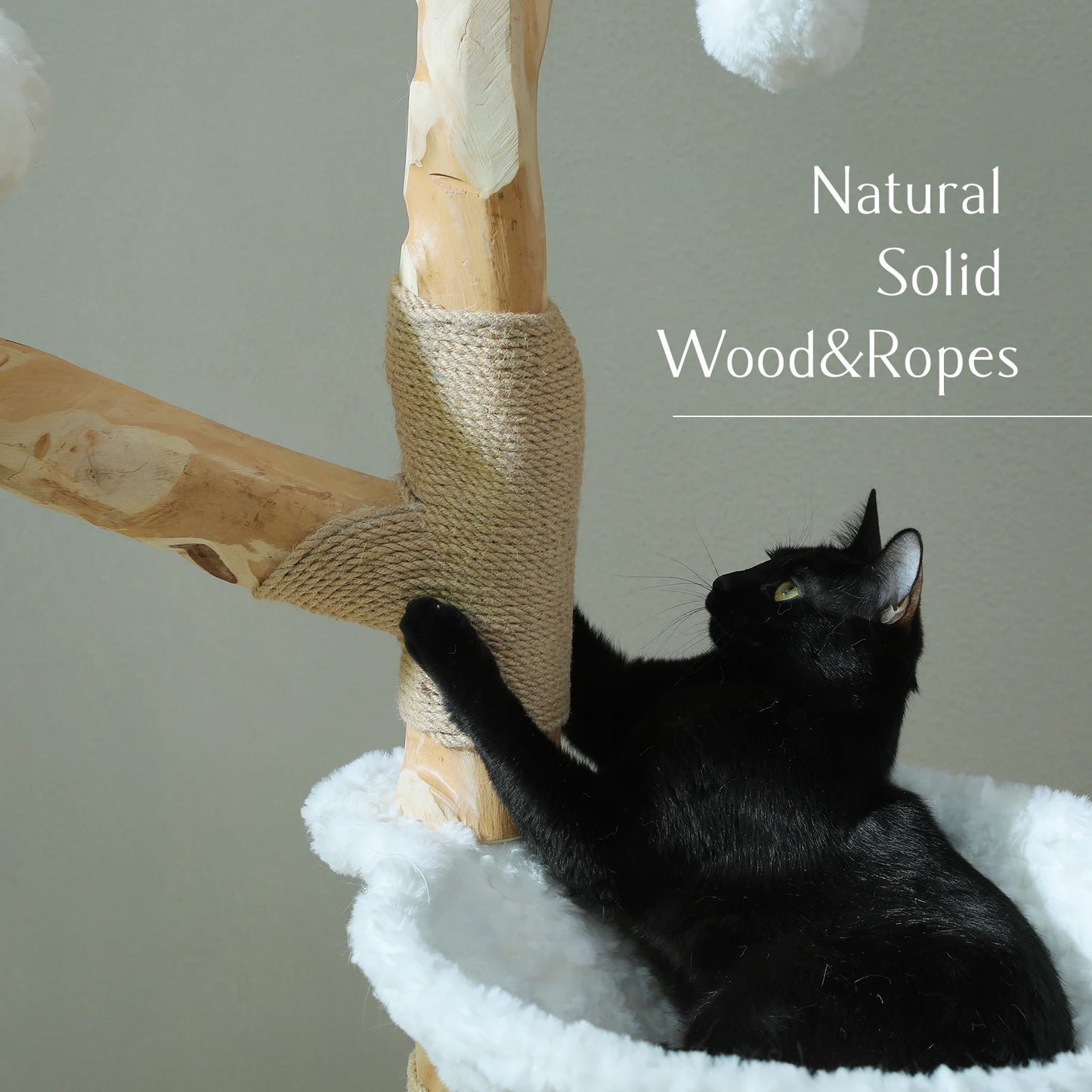 Tower with Sisal Scratching Post Wicker Basket Bed