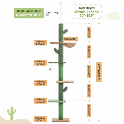 Cat Tree Floor to Ceiling Cat Tower Cactus