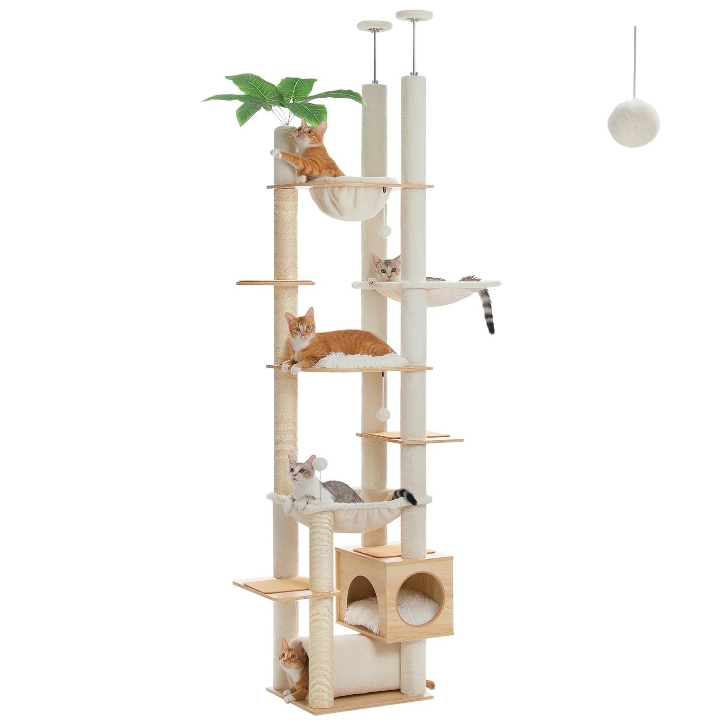 Height Adjustable Wooden Cat Tree