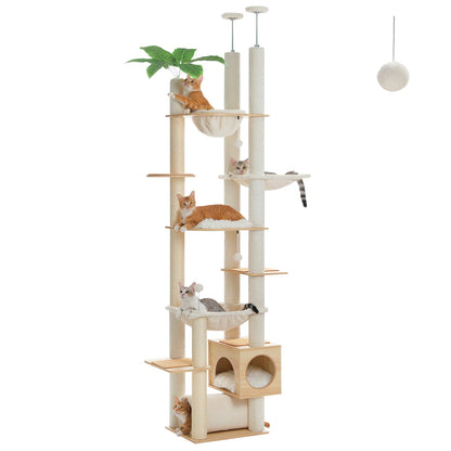 Height Adjustable Wooden Cat Tree
