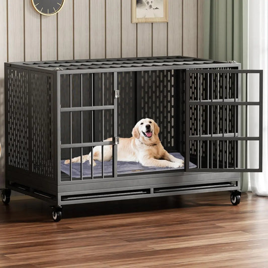 Heavy-Duty Dog Crate with Wheels