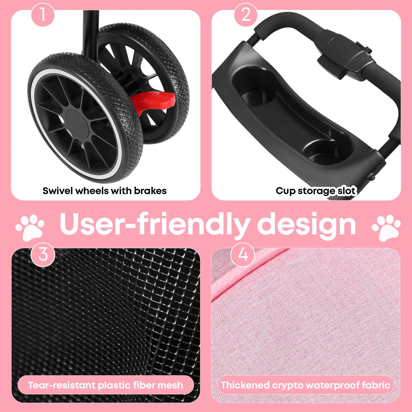 Pet Stroller Small Puppy Dogs & Cats Travel