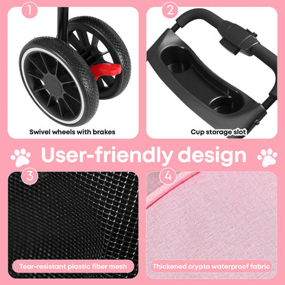 Pet Stroller Small Puppy Dogs & Cats Travel