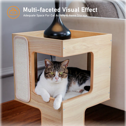 Wood Cat Condo House Bed, toys