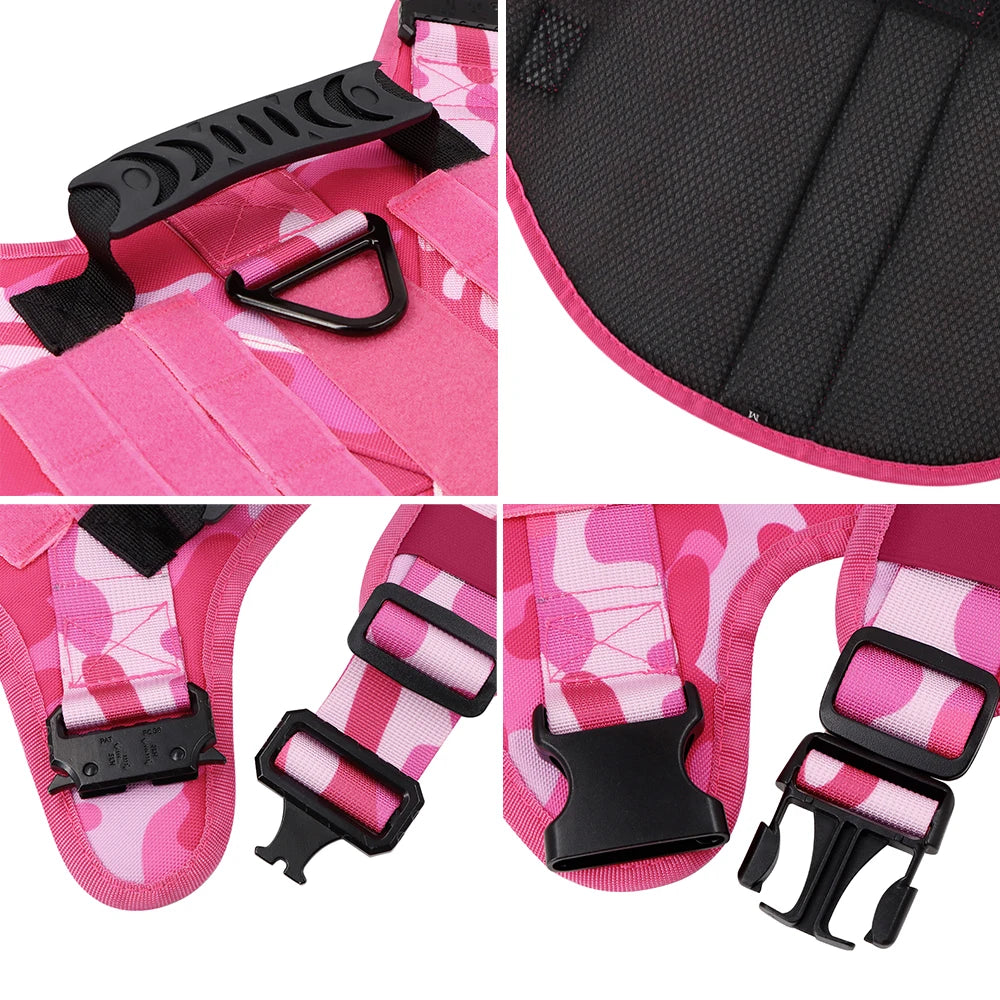 Military Pink Camouflage Dog Harness,large Medium
