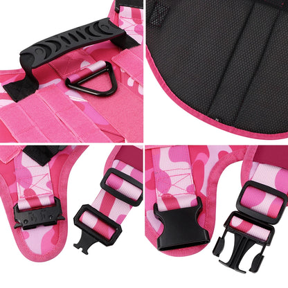 Military Pink Camouflage Dog Harness,large Medium