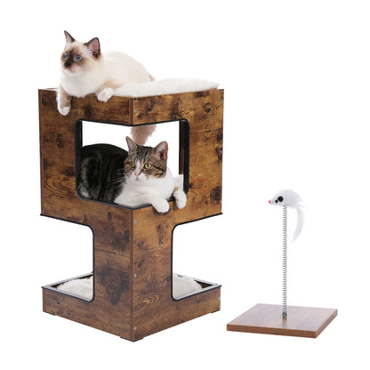 Wood Cat Condo House Bed, toys