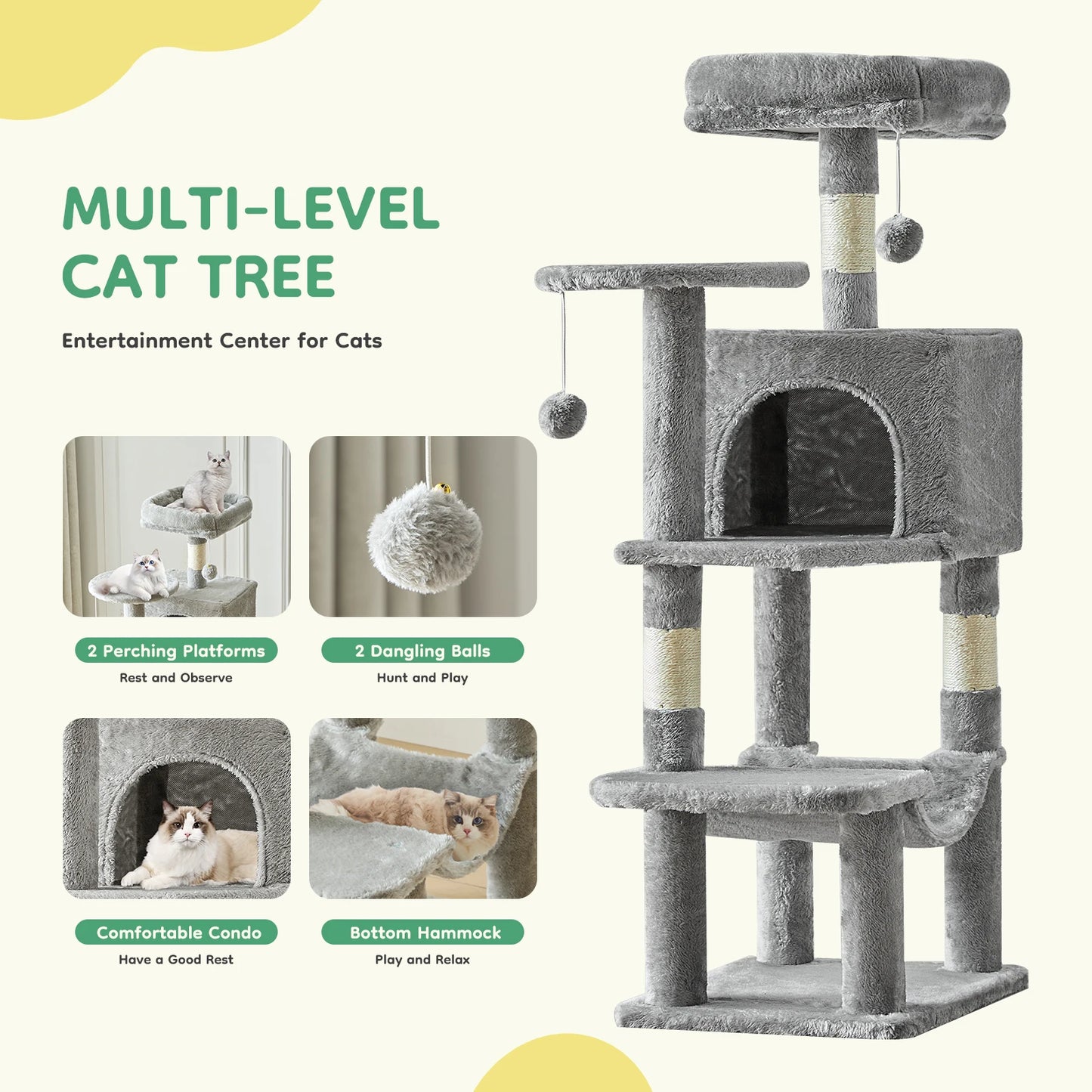 Multi-Cat Climbing Tower for Pet Furniture