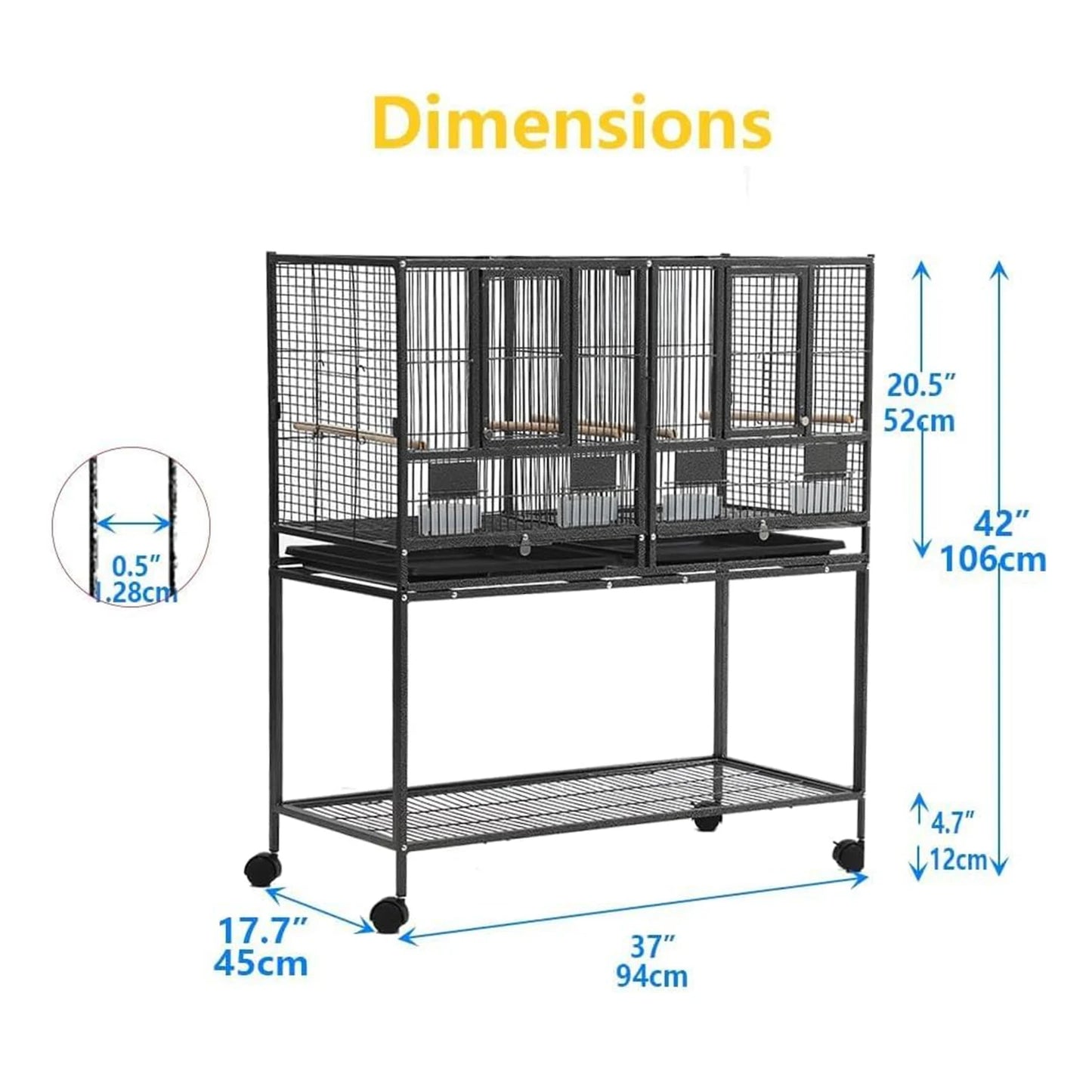Breeding Flight Bird Cage, Rolling Stand