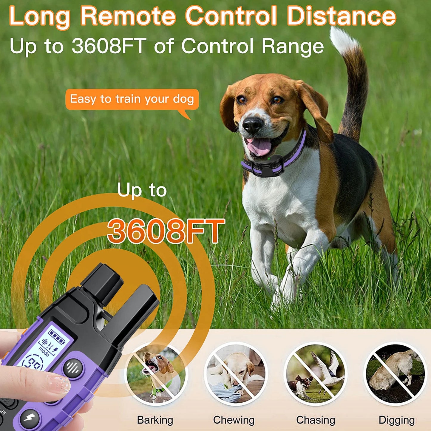 3300Ft Electric Dog Training Collar W/Remote Control