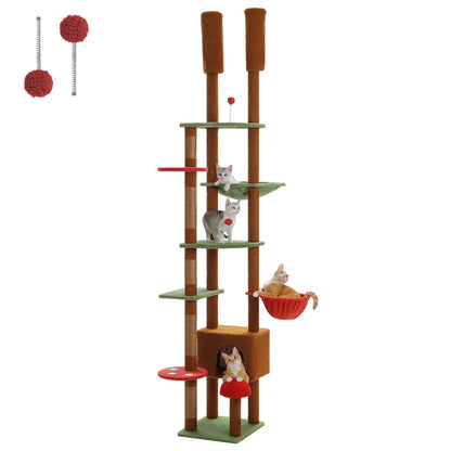 Height Adjustable Wooden Cat Tree
