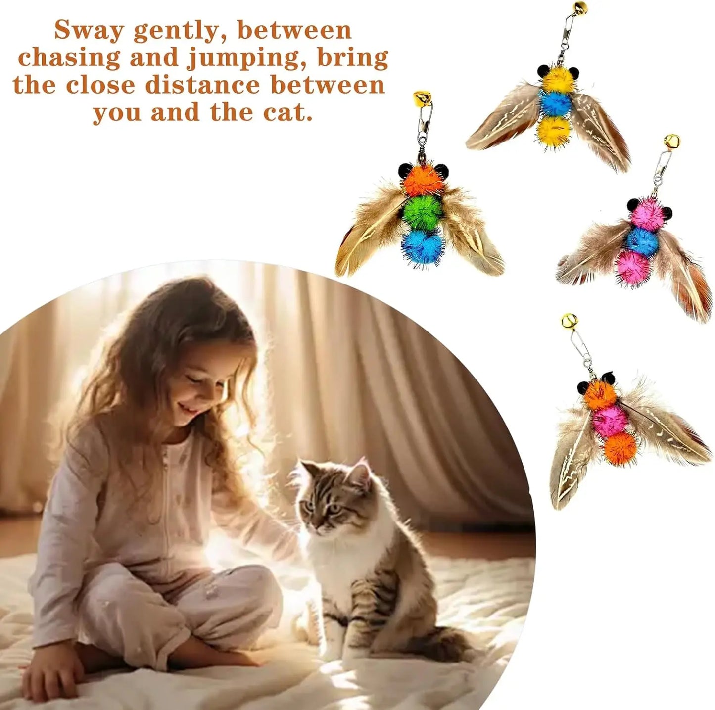 4-Piece Cat Feather Toy Refill Set