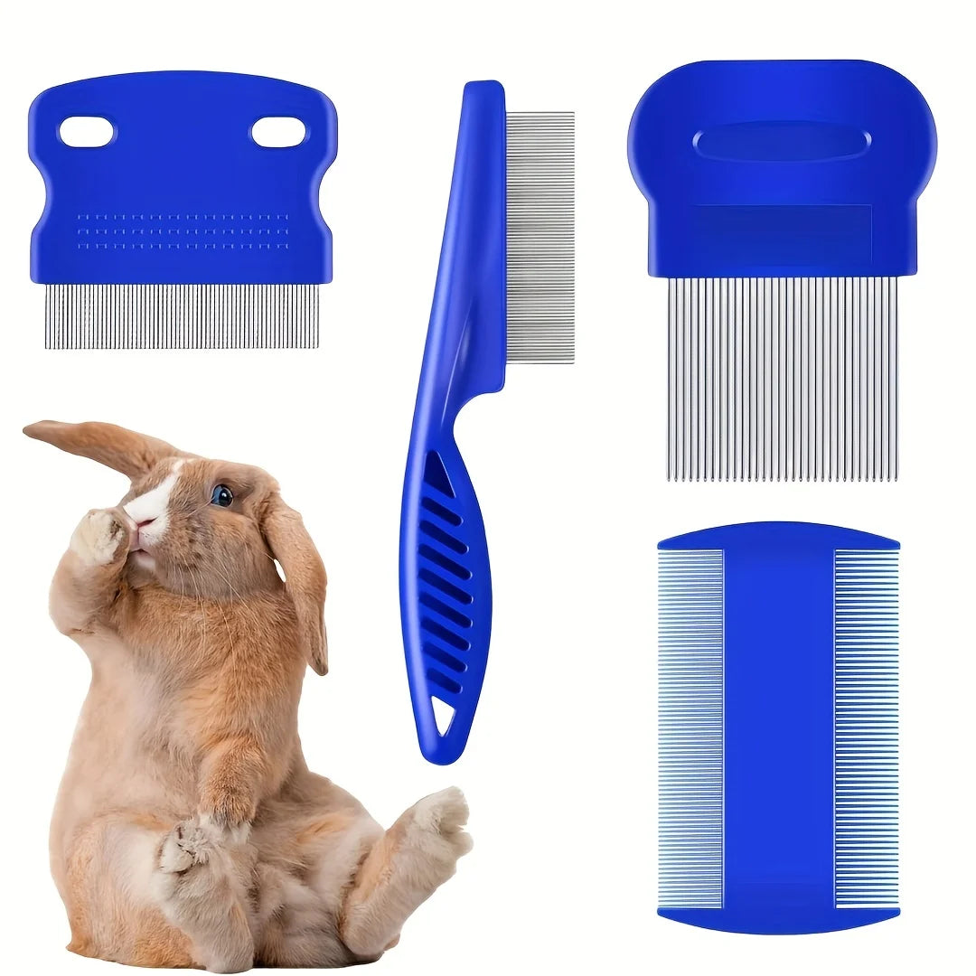 4 Flea and Lice Combs, Rabbit Dog Cat Grooming