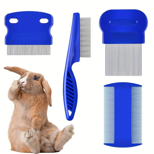 4 Flea and Lice Combs, Rabbit Dog Cat Grooming