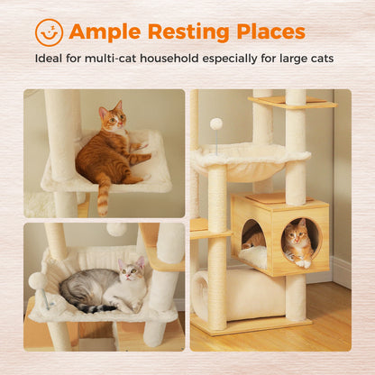 Height Adjustable Wooden Cat Tree