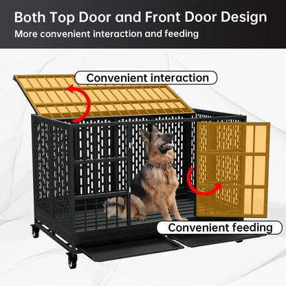 Heavy-Duty Dog Crate with Wheels