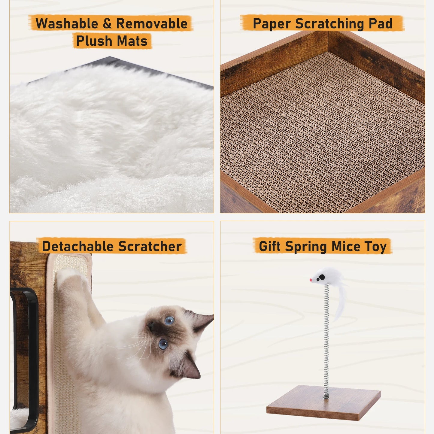 Wood Cat Condo House Bed, toys